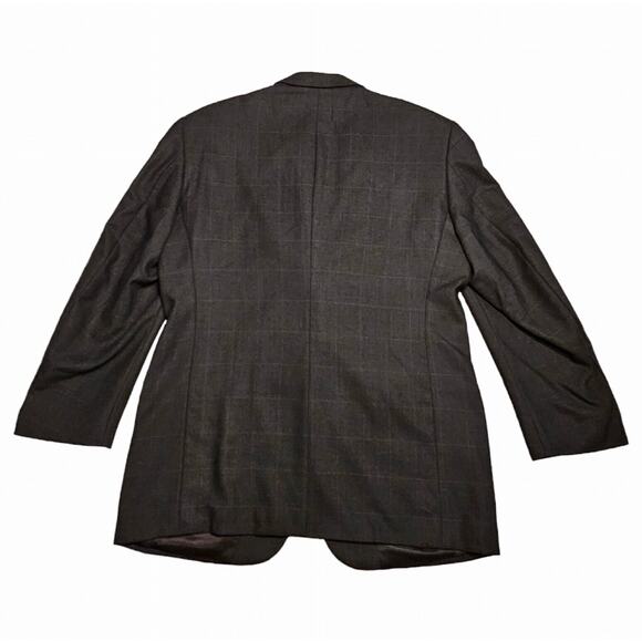 Evan Picone Jacket Mens 44L Sports Coat Brown Worsted Wool Windowpane Hechts - Picture 10 of 10